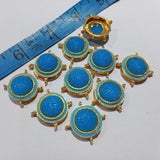 Round Flower Carving Glass Brooch 10 Pcs
