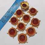 Round Flower Carving Glass Brooch 10 Pcs