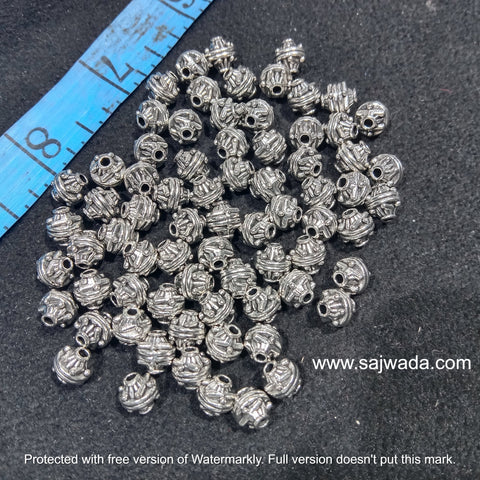 Cylinder 10mm Silver Oxidize Metal Beads 70pcs