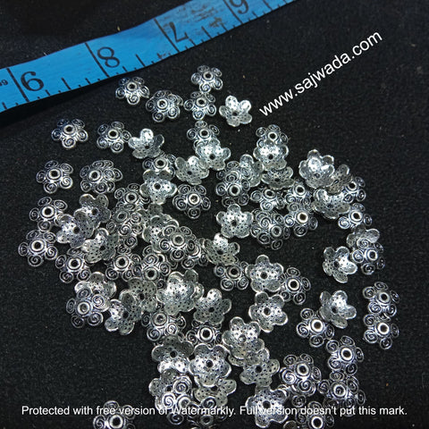 Silver Oxidize Metal Cap Beads 240 Pcs