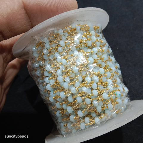 Sea Blue Crystal Beads Gunthan Mala 2 Meter