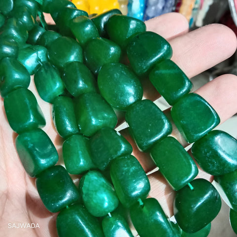 Dark Green Tumble Stone Beads 20pcs Approx