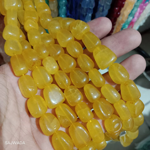Yellow Tumble Stone Beads 20pcs Approx