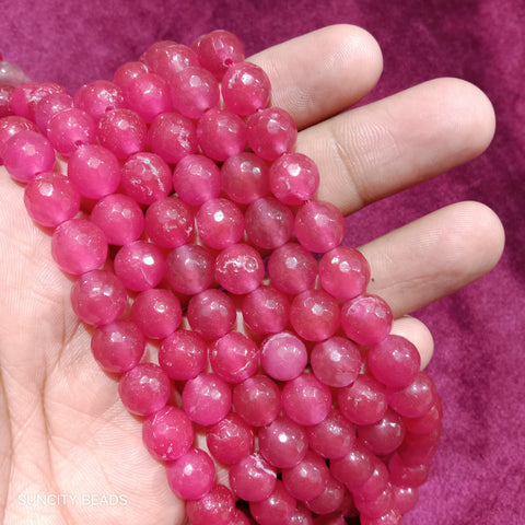 Ruby Pink 10mm Agate Beads 37pcs