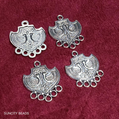 Carving Uneven-shape Silver Metal Oxidized Charms 30pcs