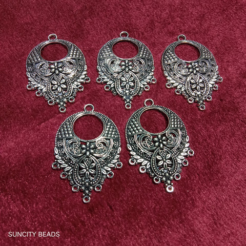 Round Silver Metal Oxidized Earring Bali 18pcs | 9 pairs
