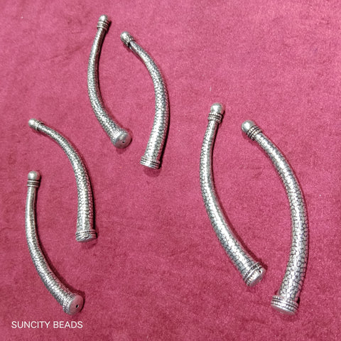 Silver Oxidize Metal Pipe 1 Pair