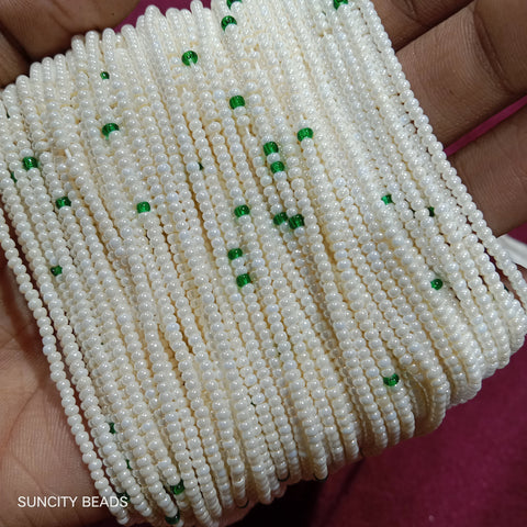 High Quality White Green Seed  Beads Small Size 10 String