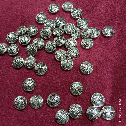 Round 10mm Silver Metal oxidized Beads 70pcs