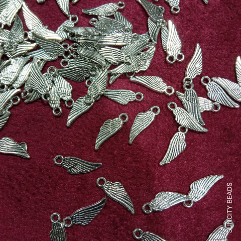 Wings 10mm Silver Metal Oxidized Charms 240 Pcs