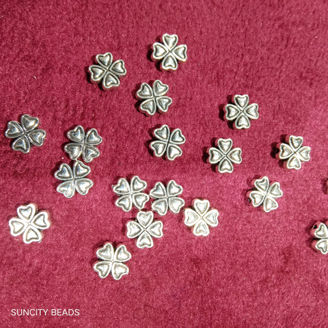Flower 10mm Silver Metal Oxidized Spacer Beads 90pcs