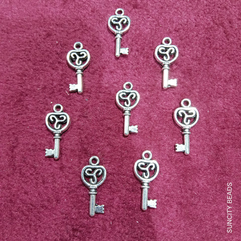 Keys Silver Metal Oxidized Charms 90pcs