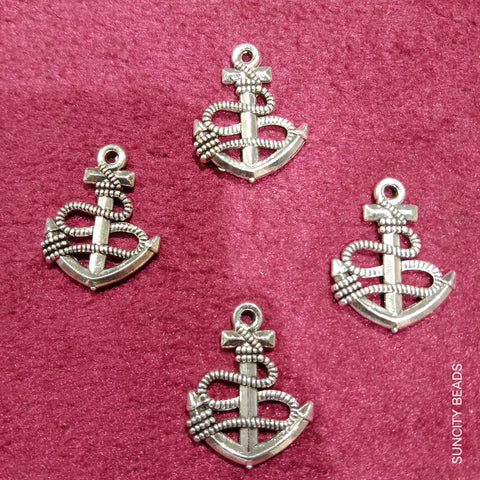 Boat Anchor Silver Metal Oxidized Charms 50pcs