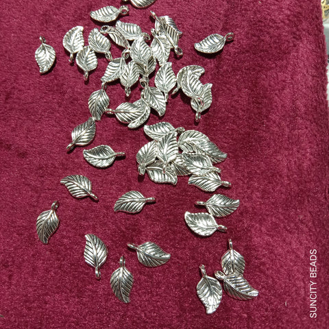 Leaf Silver Metal Oxidized Charms 180pcs