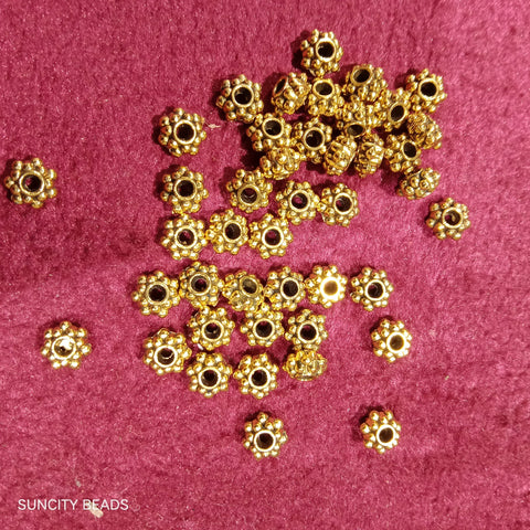 Round Chakari 10mm Golden Oxidize Metal Spacer Beads 150 Pcs