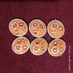 Oval Peach Meenakari Kundan Brooch 6pcs