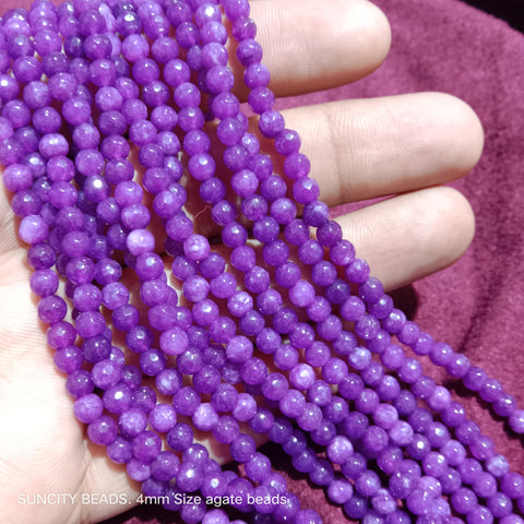 Purple Facited Rund 4mm Agate Beads 90 Beads