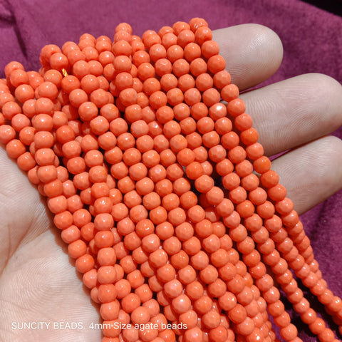 Orange Facited Rund 4mm Agate Beads 90 Beads