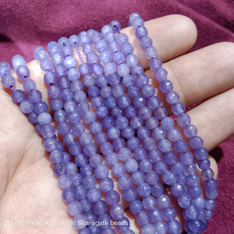 Transparent Purple Facited Round 4mm Agate Beads 90 Beads