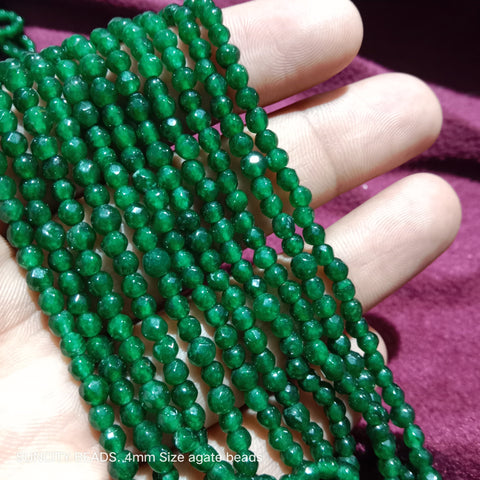 Dark Green Facited Rund 4mm Agate Beads 90 Beads