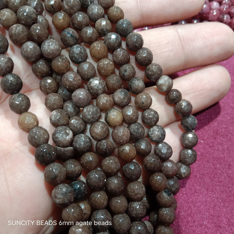 Opaque Dark Brown 6mm Agate Beads 60pcs