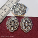 Oval High Quality AD Polki Kundan Brooch 2pcs