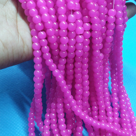 Glass Beads 4mm Round Pink 1900pcs