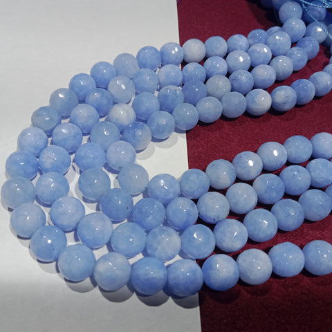 10mm Agate Beads Light Aqua Blue 37pcs